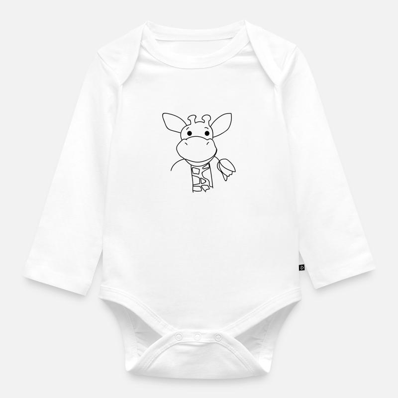 Giraffe - Baby Bio-Langarm-Body - Weiß