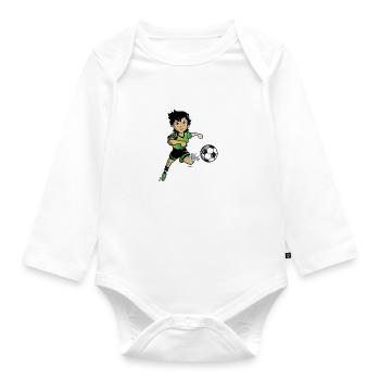 footballeuse - Body Bébé bio manches longues - blanc - Devant