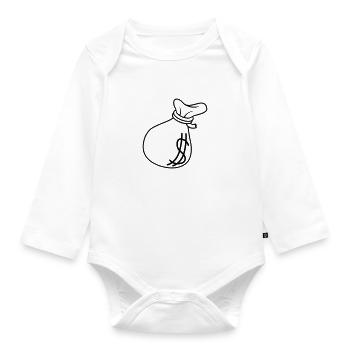 Dollar Symbol Geld Sack - Baby Bio-Langarm-Body - Weiß - Vorne