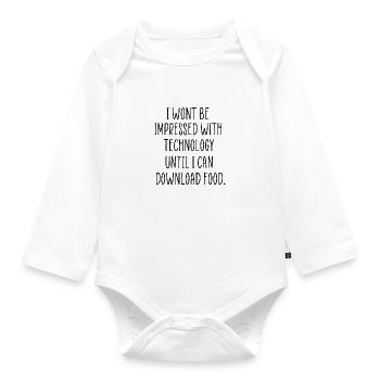 Laden Sie Food Funny Quote herunter - Baby Bio-Langarm-Body - Weiß - Vorne