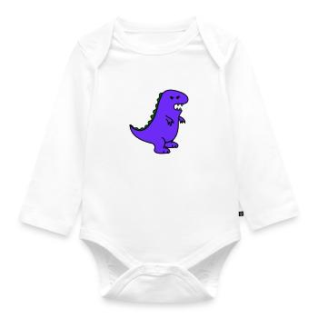 angry dino - Baby Bio-Langarm-Body - Weiß - Vorne