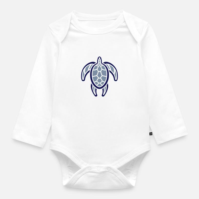 wee turtle - Organic Longsleeve Baby Bodysuit - white