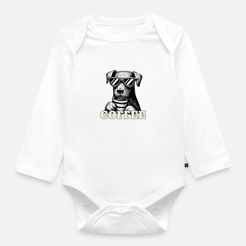 Chien de café - Body Bébé bio manches longues - blanc
