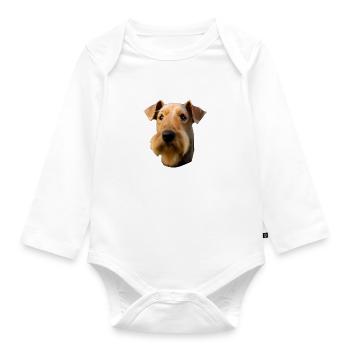 Airedale Terrier - Baby Bio-Langarm-Body - Weiß - Vorne