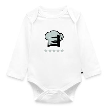 Chef's hat 5 star chef - Organic Longsleeve Baby Bodysuit - white - Front