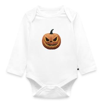 Halloween Pumpkin - Organic Longsleeve Baby Bodysuit - white - Front