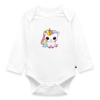 Bébé licorne - Body Bébé bio manches longues - blanc - Devant