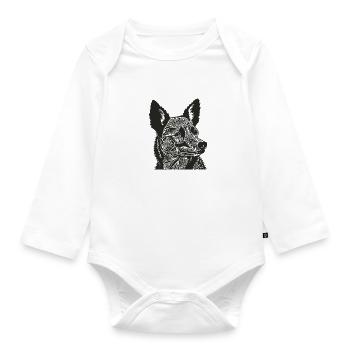 Dog Pet Barking Bello Puppy Dog Dog Snout - Organic Longsleeve Baby Bodysuit - white - Front