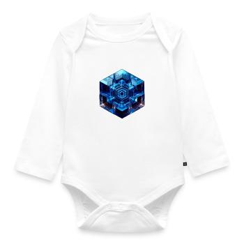 Sci Fi Cube - Organic Longsleeve Baby Bodysuit - white - Front