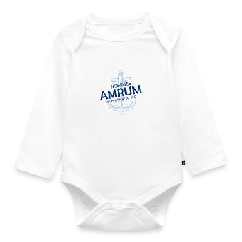 Amrum Nordsee Koordinaten - Baby Bio-Langarm-Body - Weiß - Vorne