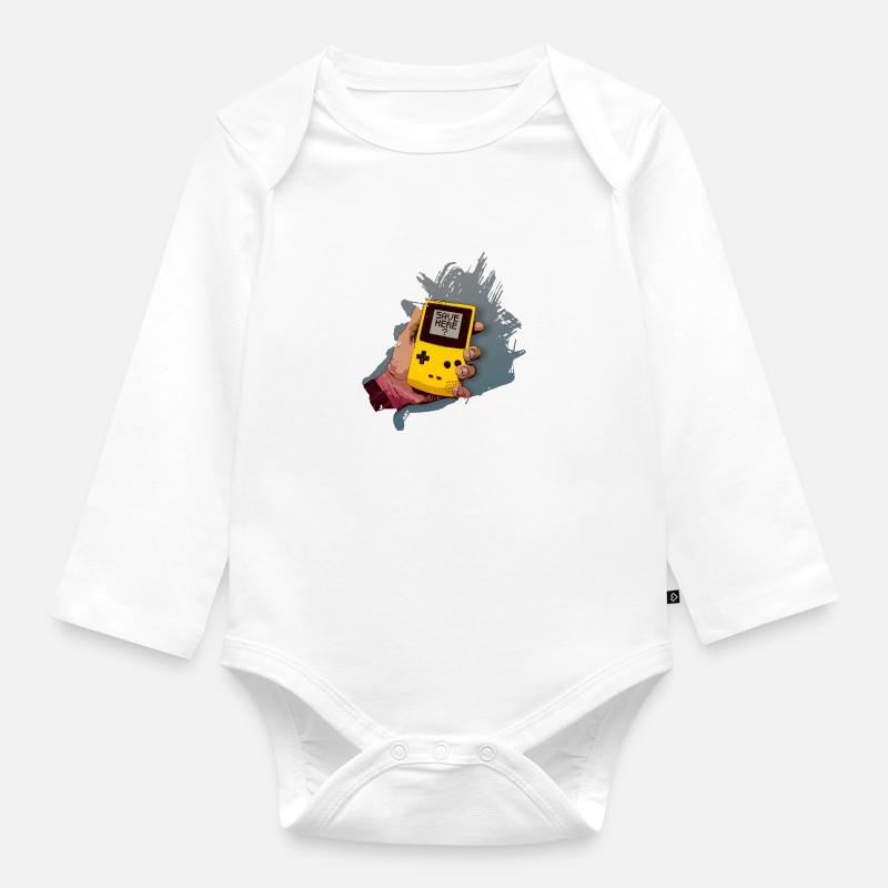 save here? - Baby Bio-Langarm-Body - Weiß