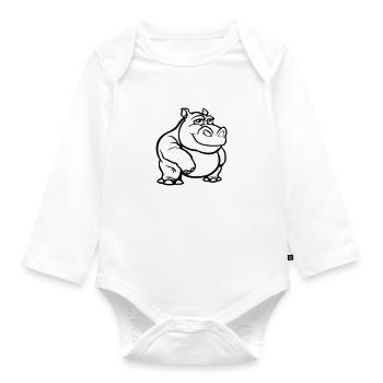 nilpferd - Baby Bio-Langarm-Body - Weiß - Vorne