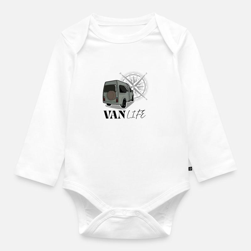 Van life vert - Body Bébé bio manches longues - blanc
