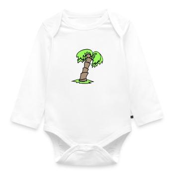 Palme Insel Baum Strand Urlaub Kokosnuss Meer Cool - Baby Bio-Langarm-Body - Weiß - Vorne