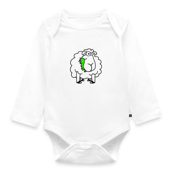 Schaf Frisst Gräser Gras Fressen Hungrig Lustig - Baby Bio-Langarm-Body - Weiß - Vorne