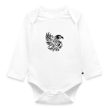 Eagle Dominating Black Line - Organic Longsleeve Baby Bodysuit - white - Front