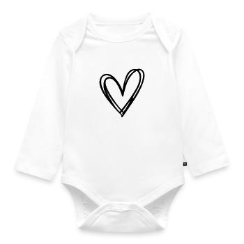 Heart - Organic Longsleeve Baby Bodysuit - white - Front
