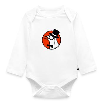 Sir Bird Top Hat Monocle Glasses Rich Mr. - Organic Longsleeve Baby Bodysuit - white - Front