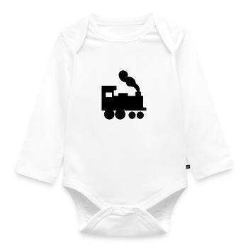Zug - Bahn - Lok - Lokomotive - Baby Bio-Langarm-Body - Weiß - Vorne