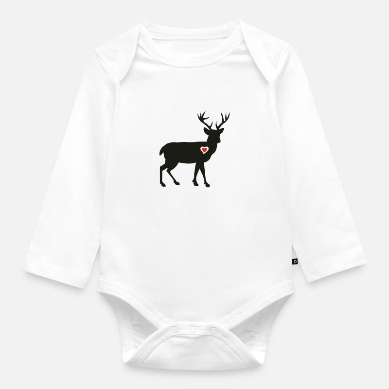 hirsch - Body Bébé bio manches longues - blanc