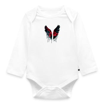 ailes d’ange, ailes, aquarelle, ailes d’ange, ange sombre - Body Bébé bio manches longues - blanc - Devant