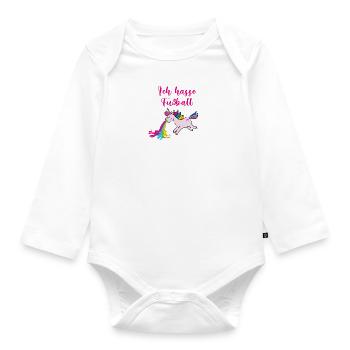 fußball,ich hasse fußball,,kotzendes einhorn - Baby Bio-Langarm-Body - Weiß - Vorne