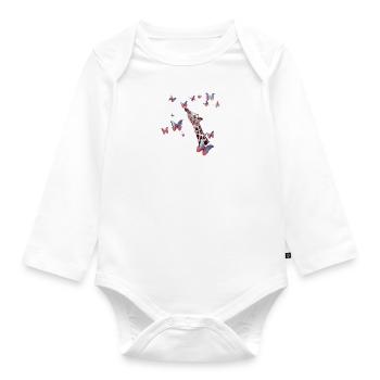girafe, papillons, cou, mouches, coloré, peinture - Body Bébé bio manches longues - blanc - Devant