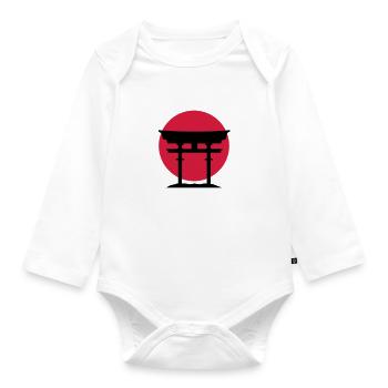 japan gate - Body Bébé bio manches longues - blanc - Devant