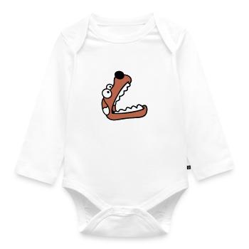 Dog Big Mouth Snout Hunger Looking Up - Organic Longsleeve Baby Bodysuit - white - Front