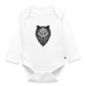 Wolfsgesicht - Baby Bio-Langarm-Body - Weiß - Vorne