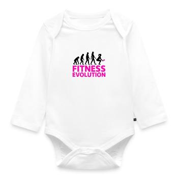 Fitness Evolution Frau Geschenk Cool - Baby Bio-Langarm-Body - Weiß - Vorne