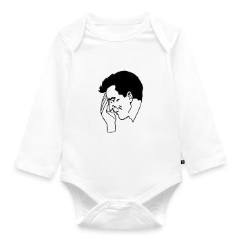 facepalm stupid stupidity headache - Organic Longsleeve Baby Bodysuit - white - Front
