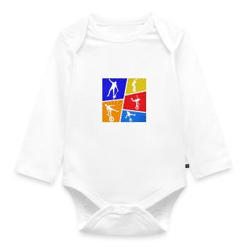 Vintage Einrad - Baby Bio-Langarm-Body - Weiß - Vorne