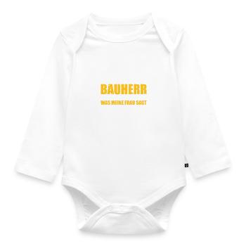 Bauherr Bauleiter Richtfest - Baby Bio-Langarm-Body - Weiß - Vorne