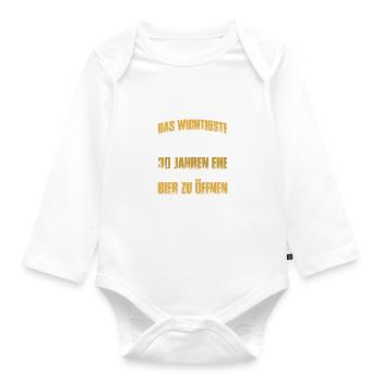 Learning 30. Hochzeitstag Perlenhochzeit - Baby Bio-Langarm-Body - Weiß - Vorne