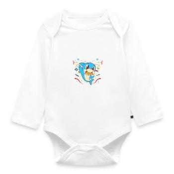 Einschulung 2023 Hai Schulkind Schuleinführung - Baby Bio-Langarm-Body - Weiß - Vorne