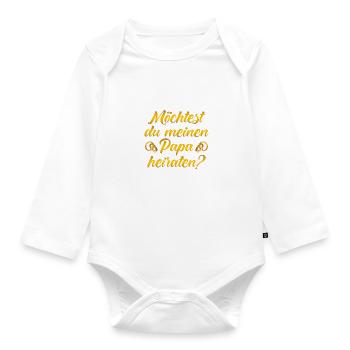 Papa heiraten? Heiratsantrag Hochzeitsantrag - Baby Bio-Langarm-Body - Weiß - Vorne