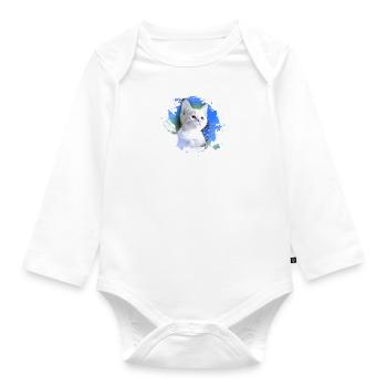kitten,cat,kitten,graffiti,painting,blue - Organic Longsleeve Baby Bodysuit - white - Front