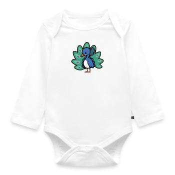Ailee der Pfau - Baby Bio-Langarm-Body - Weiß - Vorne