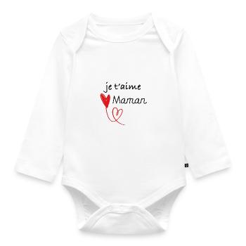 Je t'aime maman - Body Bébé bio manches longues - blanc - Devant