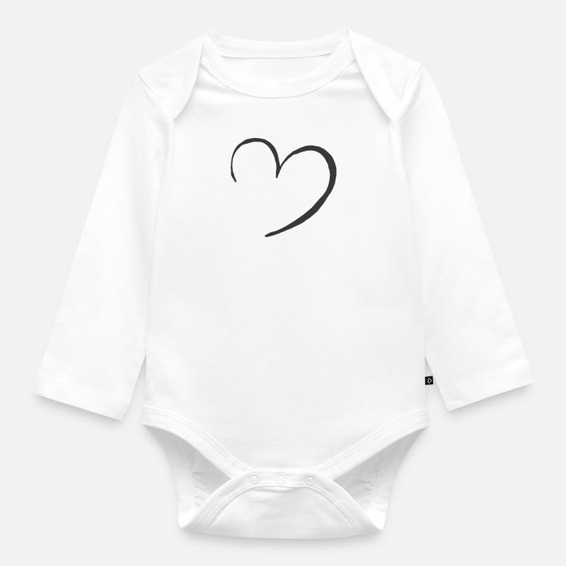 Herz - Baby Bio-Langarm-Body - Weiß