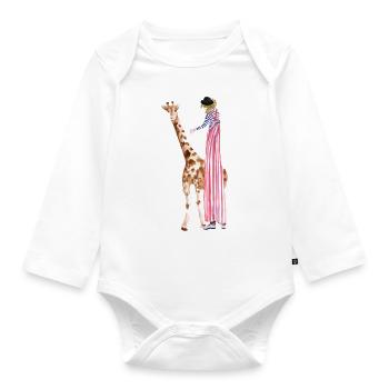 Clown de cirque avec girafe - Body Bébé bio manches longues - blanc - Devant