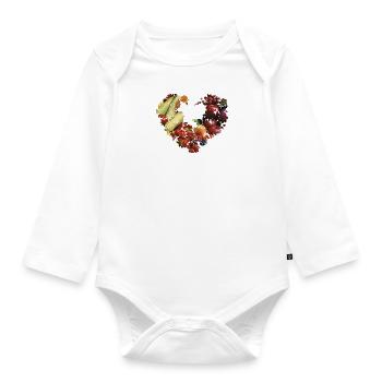 heart, fruit, vegetables, vegetable heart, colorful - Organic Longsleeve Baby Bodysuit - white - Front
