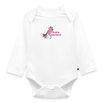 endlich schwimmer,seepferdchen,regenbogen,kotzen - Baby Bio-Langarm-Body - Weiß - Vorne