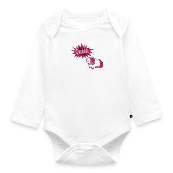 quiek,guinea pig,pink,pink - Organic Longsleeve Baby Bodysuit - white - Front