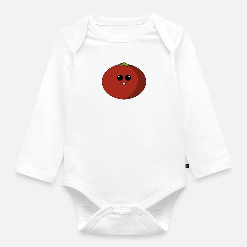 Tomate mit Gesicht - Baby Bio-Langarm-Body - Weiß