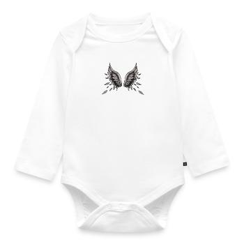 ailes d’ange, ailes, aquarelle, gris, ailes d’ange - Body Bébé bio manches longues - blanc - Devant