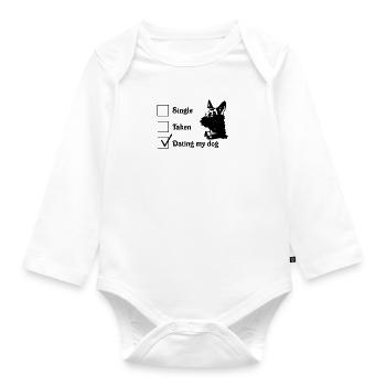 célibataire, rencontres, rencontres avec mon chien, chien de berger, chien - Body Bébé bio manches longues - blanc - Devant