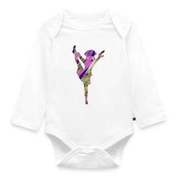 Gardetanz,Gardetänzerin,karneval,fasching,graffiti - Baby Bio-Langarm-Body - Weiß - Vorne