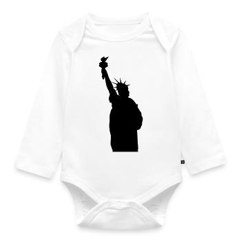 Statue of liberty silhouette - Organic Longsleeve Baby Bodysuit - white - Front